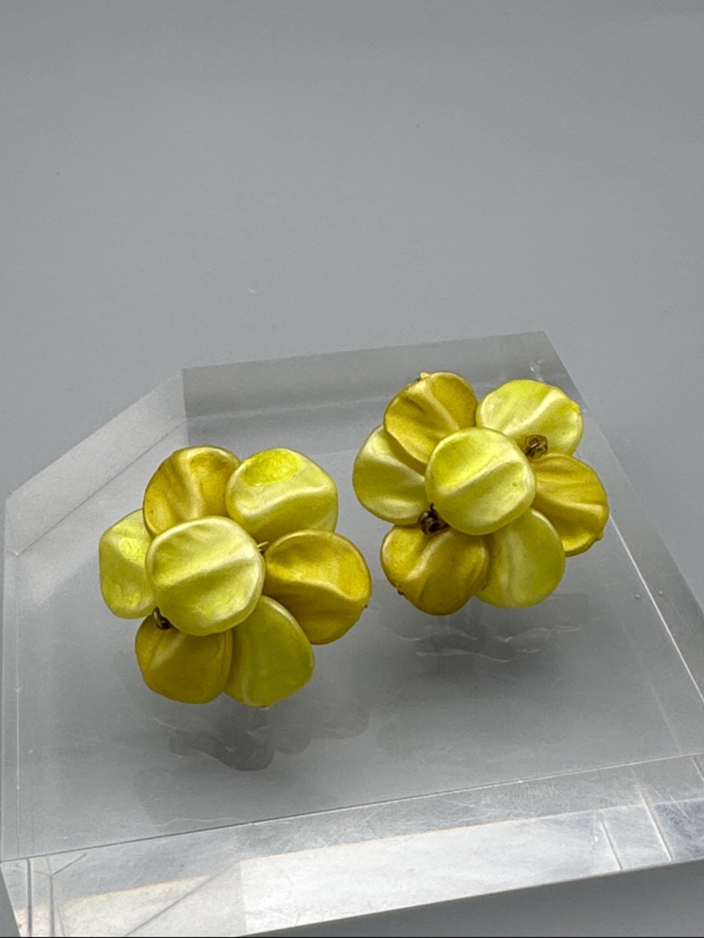 Hong Kong Yellow Floral Clip-On Earrings